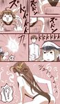  1boy 2girls admiral_(kantai_collection) ahoge blonde_hair brown_hair comic double_bun glasses graf_zeppelin_(kantai_collection) hands_in_pockets hat headgear ishii_hisao kantai_collection kongou_(kantai_collection) kotatsu long_hair multiple_girls one-piece_swimsuit ponytail short_hair swimsuit table uniform what 