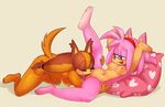  2016 all_fours amy_rose anthro badger blush breasts brown_fur cunnilingus duo eyes_closed female female/female fur half-closed_eyes hedgehog lying mammal multicolored_fur mustelid nipples nude on_back oral orange_fur pillow pink_fur plantigrade pussy sex side_view simple_background smile sonic_(series) sonic_boom sparkydb sticks_the_jungle_badger tongue tongue_out two_tone_fur vaginal 