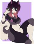  anthro areola breasts canine collar fangs female invalid_tag kammymau mammal navel nipples nude phone selfie simple_background smile solo spiked_collar teeth thick_thighs tongue tongue_out 
