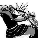  alien gem_(species) melee_weapon monochrome pearl_(steven_universe) polearm spear steven_universe undertale undyne video_games weapon 