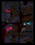  2015 animatronic avj_(artist) bear bonnie_(fnaf) censored comic five_nights_at_freddy&#039;s freddy_(fnaf) glowing glowing_eyes hi_res lagomorph machine mammal rabbit robot video_games 