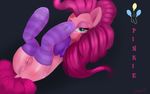  2016 anus bedroom_eyes butt clothing cutie_mark dock earth_pony equine female feral friendship_is_magic glukoloff hair half-closed_eyes horse legwear looking_at_viewer lying mammal my_little_pony on_back pink_hair pinkie_pie_(mlp) pony pussy pussy_juice seductive simple_background smile socks solo 