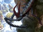  arthropod cliff dutch_angle feral high-angle_view horn insect lake_hurwitz landscape magic_the_gathering official_art preying_mantis signature spines traditional_media_(artwork) 