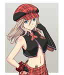  alisa_ilinichina_amiella bare_shoulders black_gloves blue_eyes breasts cabbie_hat elbow_gloves fingerless_gloves gloves god_eater god_eater_burst hat large_breasts long_hair looking_at_viewer open_mouth silver_hair skirt solo suspender_skirt suspenders 
