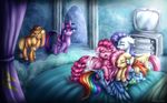  2015 9de-light6 applejack_(mlp) bed bedroom blonde_hair blue_feathers blue_fur blue_hair cowboy_hat crying curtains cutie_mark earth_pony equine feathers female feral fluttershy_(mlp) friendship_is_magic fur furniture group hair hat hi_res horn horse mammal mirror multicolored_hair multicolored_tail my_little_pony orange_fur pegasus pink_fur pink_hair pinkie_pie_(mlp) pony purple_eyes purple_fur purple_hair rainbow_dash_(mlp) rainbow_fur rainbow_hair rainbow_tail rarity_(mlp) reptile scalie smile tank_(mlp) tears tortoise turtle twilight_sparkle_(mlp) two_tone_hair unicorn white_fur winged_unicorn wings yellow_fur 