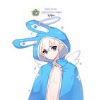  bad_id bad_pixiv_id bare_chest blue_eyes brunette_(realsyaoran) choker halo hood hoodie looking_at_viewer mabinogi male_focus open_clothes original pointy_ears solo sparkle translation_request white_hair wings 