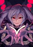  cape dark_persona evil_smile female_my_unit_(fire_emblem:_kakusei) fire_emblem fire_emblem:_kakusei fire_emblem_heroes gimurei gloves highres hood long_hair looking_at_viewer my_unit_(fire_emblem:_kakusei) nakabayashi_zun nintendo red_eyes robe slit_pupils smile solo twintails white_hair 