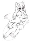  anthro black_and_white breasts cleavage clothed clothing dress eyelashes feline female fully_clothed half-closed_eyes looking_at_viewer mammal monochrome pollo-chan simple_background smile solo stripes white_background 