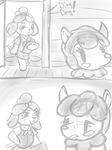  2016 alpaca animal_crossing anthro camelid canine clothed clothing comic eeekay female isabelle_(animal_crossing) mammal nintendo reese_(animal_crossing) video_games 