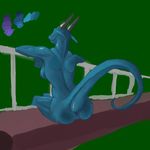  2016 absurd_res anthro anus blue_scales breasts butt color_swatch digital_media_(artwork) dragon female floridaman green_background hi_res nude pussy rear_view scales scalie simple_background sitting solo 