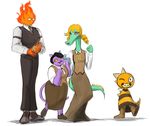  black_hair bratty_(undertale) cat catty_(undertale) clothed clothing elemental eyewear feline female fire fire_elemental glasses grillby group hair male mammal monster monster_kid reptile scalie smile stroberry_oatmeal undermafia undertale video_games 