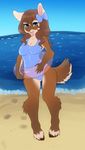  anthro beach cervine clothing deer female invalid_tag looking_at_viewer mammal outside puddingpaw seaside smile solo swimsuit teeth tongue tongue_out 