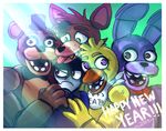  2015 animatronic avian bear bird bonnie_(fnaf) canine chica_(fnaf) chicken female five_nights_at_freddy&#039;s fox foxy_(fnaf) freddy_(fnaf) holidays human lagomorph machine male mammal mike_schmidt new_year rabbit robot the-star-hunter video_games 