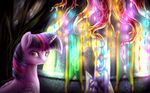  2015 9de-light6 chandelier crying equine feathered_wings feathers female feral friendship_is_magic fur gem glowing hair hi_res horn inside looking_at_viewer mammal multicolored_hair my_little_pony purple_eyes purple_feathers purple_fur root solo tapestry tears tree twilight_sparkle_(mlp) winged_unicorn wings 