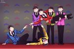  antenna_hair arm_support bad_id bad_twitter_id bow bowl_cut bowtie brothers brown_hair carrying fine_art_parody formal heart heart_in_mouth looking_at_another lying male_focus matsuno_choromatsu matsuno_ichimatsu matsuno_juushimatsu matsuno_karamatsu matsuno_osomatsu matsuno_todomatsu mery_(apfl0515) messy_hair multiple_boys on_back osomatsu-kun osomatsu-san parody sextuplets siblings suit sweatdrop the_creation_of_adam triangle_mouth twitter_username 