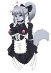  alpha_channel angry anthro areola breasts clothing collar fangs feline female looking_at_viewer maid_uniform mammal nipple_piercing nipples piercing puddingpaw simple_background solo spiked_collar teeth transparent_background uniform 