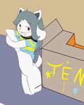  bottomless box box_desk cat clothing feline female kamperkiller_(artist) mammal shirt sleeping stalking tem&#039;s_shop temmie_(undertale) undertale undressing video_games voyeur 