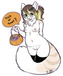 alpha_channel anthro areola breasts candy clothing english_text eyewear feline female food glasses halloween holidays invalid_tag legwear looking_at_viewer mammal navel nipples nude puddingpaw pussy simple_background smile solo teeth text thigh_highs transparent_background 