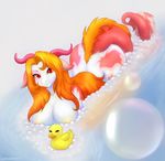  anthro bath big_breasts bovine breasts cattle dragon female horn hybrid invalid_tag looking_at_viewer mammal nude puddingpaw smile solo 