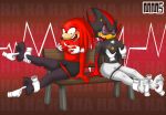 2015 anthro breasts clothed clothing crossgender duo_focus echidna female grope group hedgehog knuckles_the_echidna laugh mammal meanmotorscooter monotreme shadow_the_hedgehog sonic_(series) tickling topless 
