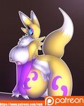  anthro areola bedroom_eyes big_breasts blue_eyes breasts canine digimon female fox half-closed_eyes mammal nipples nude patreon pussy r-mk renamon seductive thick_thighs 