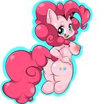  2016 areola big_butt blue_eyes breasts butt cutie_mark digital_media_(artwork) equine female friendship_is_magic fur hair horse looking_back luna_lupin mammal my_little_pony nipples open_mouth pink_fur pink_hair pinkie_pie_(mlp) pony rear_view simple_background solo standing three-quarter_portrait white_background 
