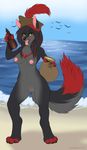  alcohol anthro areola beach beverage breasts canine fangs female food invalid_tag looking_at_viewer mammal nipples nude open_mouth outside puddingpaw seaside smile solo teeth tongue tongue_out wolf 