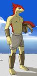  4_toes alternate_color anthro armor barefoot blue_eyes eon funfate greek helmet male nintendo nipples paws pok&eacute;mon solo teenager toes typhlosion video_games young 