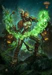  armor canine claws druid ent female fur grey_fur hair helmet kerem_beyit magic magic_user mammal pauldron snarling staff tree tribal_spellcaster video_games warcraft were werewolf worgen 