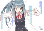 admiral_(kantai_collection) artist_name blue_hair blush dress kantai_collection kasumi_(kantai_collection) lifting_person pinafore_dress remodel_(kantai_collection) sensen side_ponytail solo_focus sweatdrop translated 