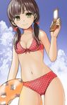  bad_id bad_pixiv_id bikini blush breasts cellphone flip_phone innertube long_hair looking_at_viewer low_twintails original phone small_breasts smile solo swimsuit twintails yoropa 