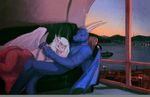  blanket blue_scales boat cuddling dragon duo female hair hi_res horn inside invalid_tag male male/female phantominus scales scalie shore sleeping sofa sunset twitch_(twitch) vehicle white_hair white_scales wings 