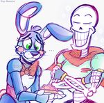  2015 animatronic eyes_closed five_nights_at_freddy&#039;s five_nights_at_freddy&#039;s_2 green_eyes lagomorph machine male mammal papyrus_(undertale) rabbit robot smile toy-bonnie toy_bonnie_(fnaf) undertale video_games 