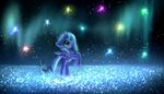  2014 9de-light6 blue_feathers blue_fur blue_hair equine feathered_wings feathers female feral friendship_is_magic fur glowing green_eyes hair hi_res horn mammal my_little_pony princess_luna_(mlp) sky smile solo spread_wings star winged_unicorn wings young 