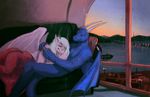  absurd_res blanket blue_scales boat cuddling dragon duo female hair hi_res horn inside male male/female phantominus scales scalie shore sleeping sofa sunset twitch_(twitch) vehicle white_hair white_scales wings 