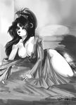  anthro areola breasts chanrom clothed clothing female half-closed_eyes inside invalid_tag mammal monochrome nipples red_panda solo 