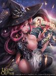  artist_name artist_request ass blue_eyes breasts broom broom_riding cape cellphone cleavage hat large_breasts legend_of_the_cryptids long_sleeves looking_at_viewer looking_back looking_up phone red_hair sitting smartphone solo thighhighs witch_hat 