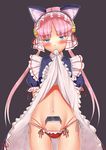  android animal_ears bad_id bad_pixiv_id blue_eyes blush bow bow_panties cat_ears clarion doll_joints dress dress_lift frills gloves koukaku_no_pandora long_hair looking_at_viewer maid maid_headdress mouth_hold navel nosa pandora_device panties pink_hair puffy_short_sleeves puffy_sleeves red_panties short_sleeves side-tie_panties solo underwear white_gloves 