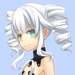  bare_shoulders black_sister blush close-up drill_hair green_eyes himajin_(starmine) neptune_(series) solo twin_drills white_hair 
