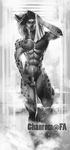  abs animal_genitalia anthro balls chanrom fully_sheathed hyena looking_at_viewer male mammal monochrome muscular nude sheath shower smile solo wet 