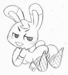  animal_crossing butt female lagomorph lipstick looking_back mammal monochrome nintendo praiz pussy rabbit solo tiffany_(animal_crossing) video_games 