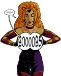  breasts dc_comics english_text feline female green_eyes hair humanoid lips mammal mighty_endowed orange_hair solo text 