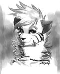  anthro chanrom feline female half-closed_eyes looking_at_viewer mammal monochrome simple_background solo 