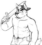  blush canine hat male mammal melee_weapon sword topless tre vasuki weapon 