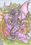  armor bracers castle choker claws cowgirl_(disambiguation) cum cum_in_pussy cum_inside cynder dragon fangs female feral grass horn male on_top outside penetration scales sex spyro spyro_the_dragon vaginal vaginal_penetration video_games wings 