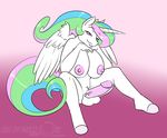  2016 anthro anthrofied balls big_breasts breasts dickgirl equine erection ethanqix feathered_wings feathers friendship_is_magic hair half-closed_eyes horn huge_breasts intersex long_hair looking_at_viewer mammal multicolored_hair my_little_pony nipples nude penis princess_celestia_(mlp) solo vein winged_unicorn wings 