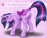  2016 anus butt clothing cutie_mark equine female feral friendship_is_magic hair hooves horn long_hair looking_at_viewer mammal multicolored_hair my_little_pony panties pussy saddle solo tail_wrap text twilight_sparkle_(mlp) underwear unicorn z-lion 