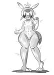  anthro blush breasts chespin drawfag female feral looking_at_viewer mammal monochrome nintendo nipples nude open_mouth pok&eacute;mon pussy shocked simple_background solo teeth thick_thighs video_games wide_hips 