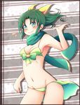  bikini green_eyes green_hair kirimochi long_hair midorikawa_nao ponytail precure scarf smile_precure! solo swimsuit 