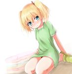 alice_cartelet baram blonde_hair blue_eyes hair_ornament kin-iro_mosaic looking_at_viewer slippers solo thighs twintails 